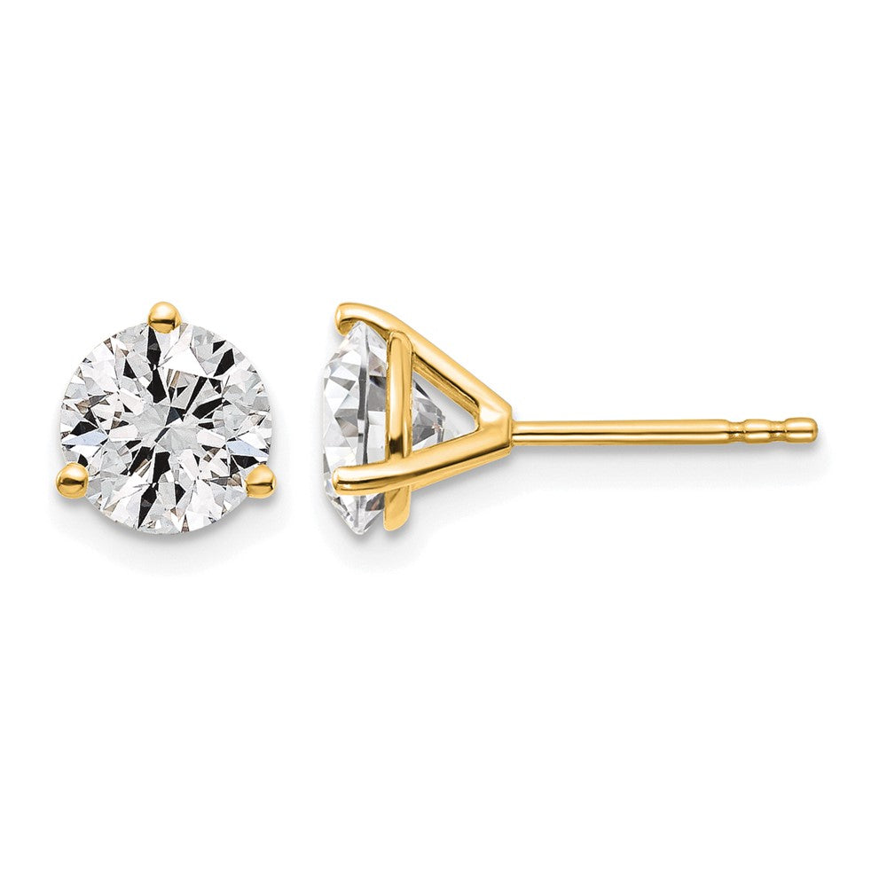 14k Yellow Gold 1 3/8 ctw Lab Grown Diamond VS+ F+ Round 3 Prong Heavy Wt. Stud Earrings