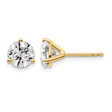 14k Yellow Gold 1 3/8 ctw Lab Grown Diamond VS+ F+ Round 3 Prong Heavy Wt. Stud Earrings