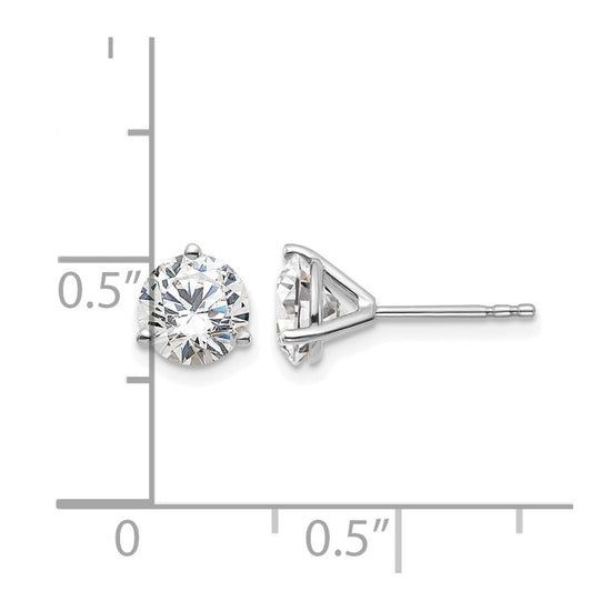 14k White Gold 1 1/2 carat Certified Lab Grown Diamond VS/SI+ G+ Round Complete Three Prong Stud Earrings