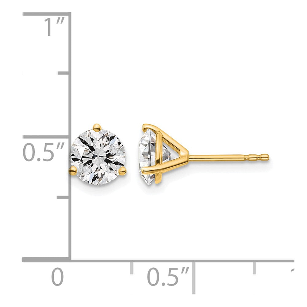 14k 1 3/4 carat Lab Grown Diamond VS+ F+ Round Three Prong Complete Stud Earrings