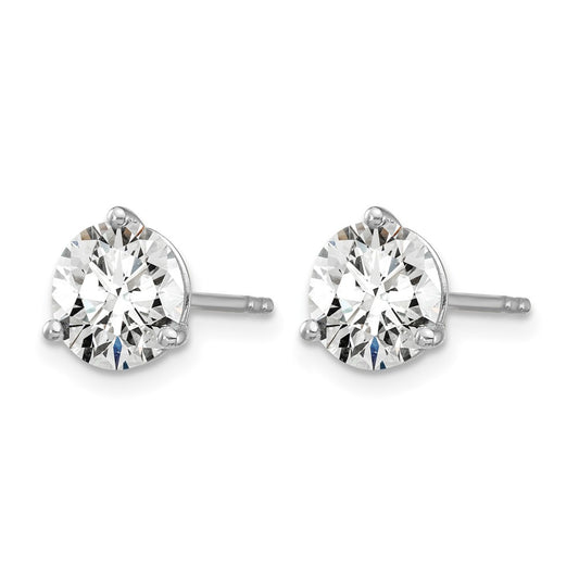 14k White Gold 2 carat Certified Lab Grown Diamond VS/SI+ G+ Round Complete Three Prong Stud Earrings