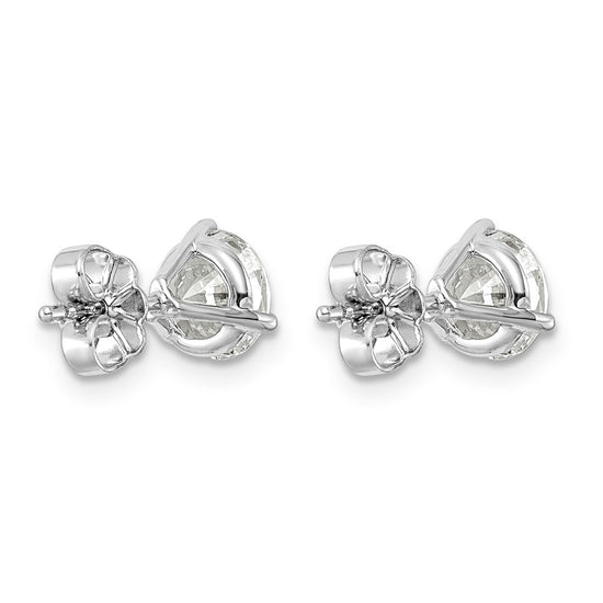 14k White Gold 2 carat Lab Grown Diamond VS/SI+ G+ Round Complete Three Prong Stud Earrings