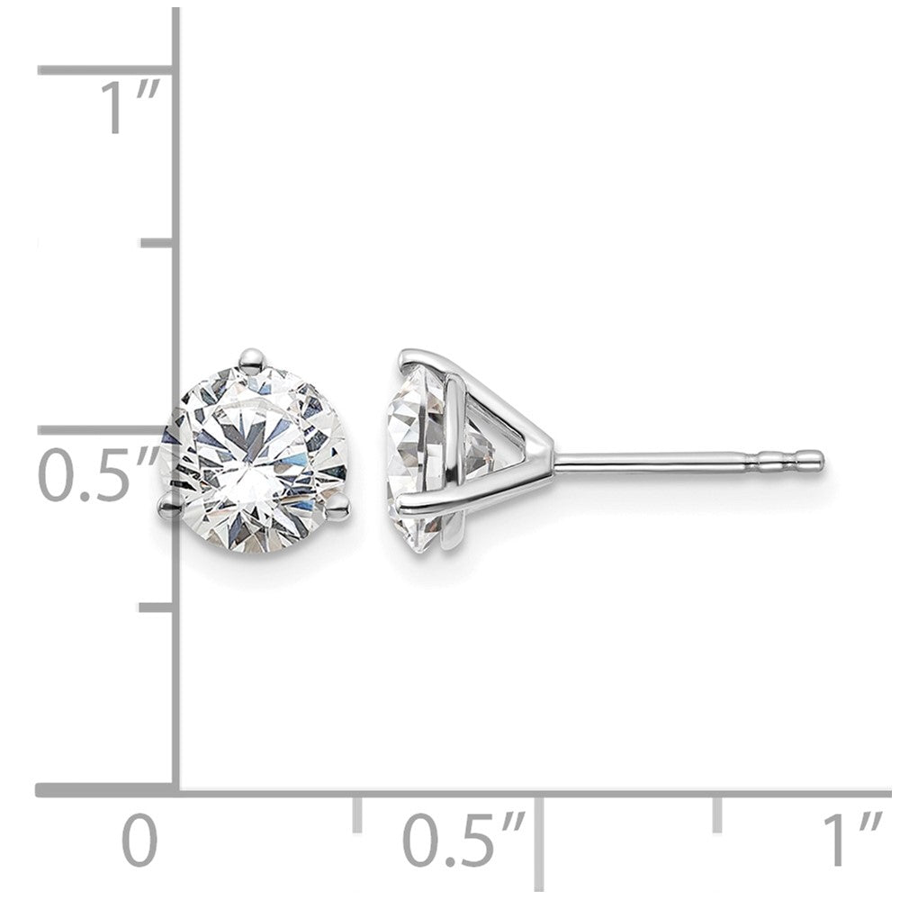 14k White Gold 2 carat Certified Lab Grown Diamond VS/SI+ G+ Round Complete Three Prong Stud Earrings