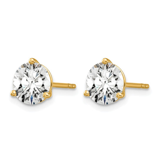 14k 2 carat Lab Grown Diamond VS/SI+ G+ Round Complete Three Prong Stud Earrings