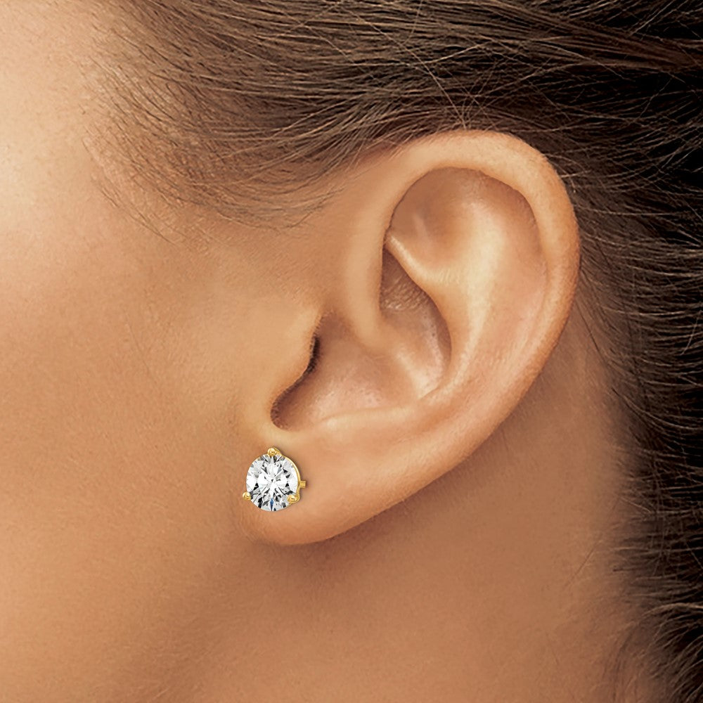 14k 2 carat Lab Grown Diamond VS/SI+ G+ Round Complete Three Prong Stud Earrings