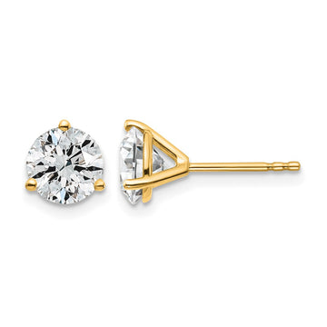 14k 2 carat Lab Grown Diamond VS/SI+ G+ Round Complete Three Prong Stud Earrings