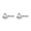 14k White Gold 1/5 carat Lab Grown Diamond VS+ F+ Round Complete Three Prong Screwback Stud Earrings