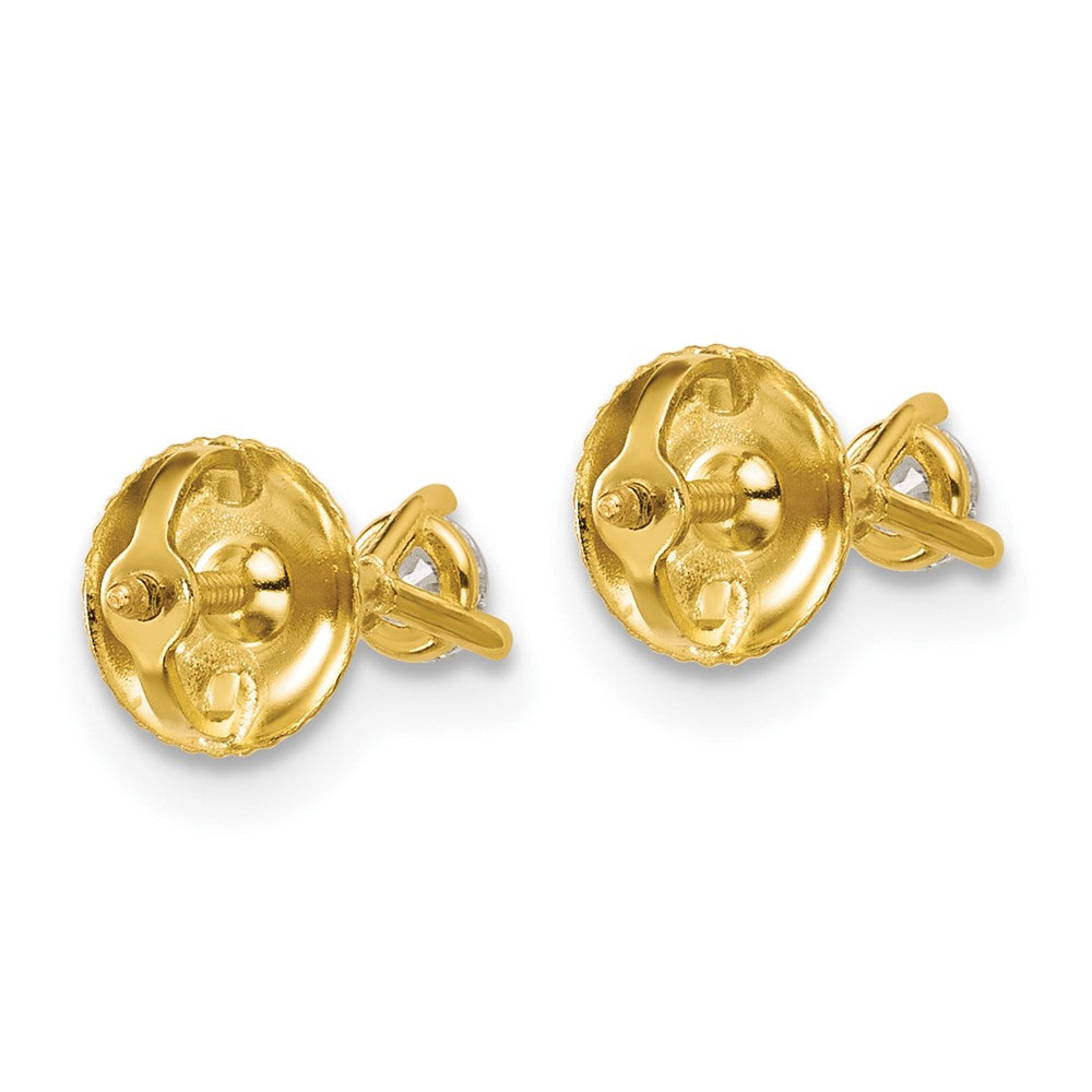 14k 1/5 carat Certified Lab Grown Diamond VS/SI+ G+ Round Complete Three Prong Screwback Stud Earrings