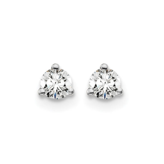 14k White Gold 1/4 carat Lab Grown Diamond VS/SI+ G+ Round Complete Three Prong Screwback Stud Earrings