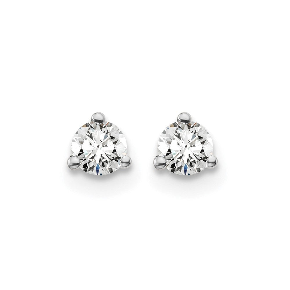 14k White Gold 1/4 carat Lab Grown Diamond VS/SI+ G+ Round Complete Three Prong Screwback Stud Earrings