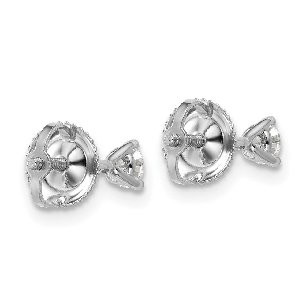 14k White Gold 1/4 carat Lab Grown Diamond VS/SI+ G+ Round Complete Three Prong Screwback Stud Earrings