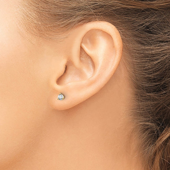 14k 1/3 carat Lab Grown Diamond VS/SI+ G+ Round Complete Three Prong Screwback Stud Earrings