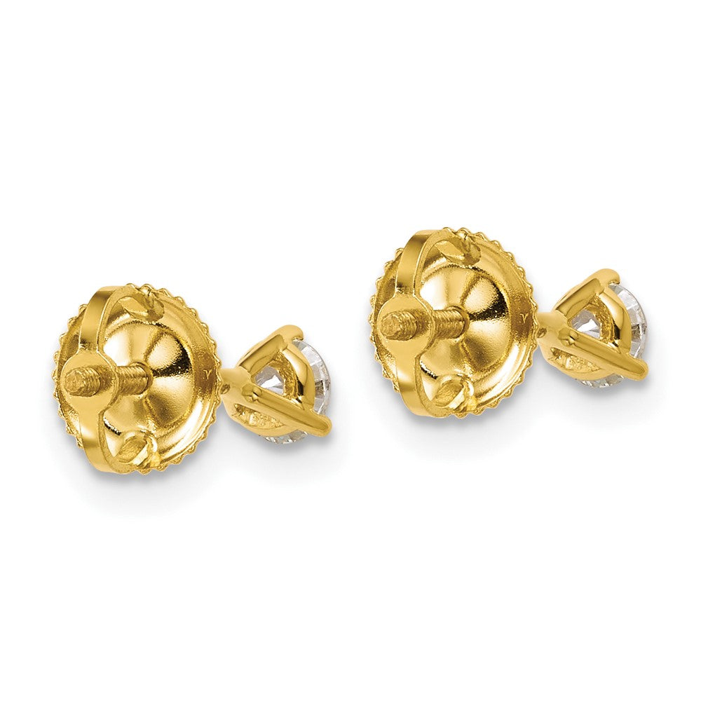 14k 1/3 carat Lab Grown Diamond VS/SI+ G+ Round Complete Three Prong Screwback Stud Earrings