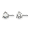 14k White Gold 1/2 carat Lab Grown Diamond VS+ F+ Round Complete Three Prong Screwback Stud Earrings