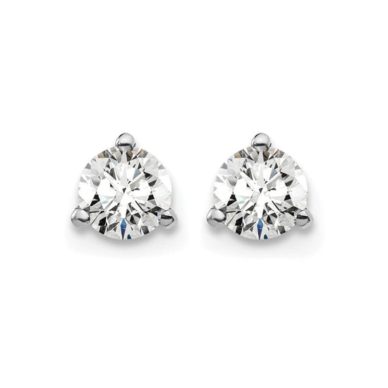 14k White Gold 1/2 carat Certified Lab Grown Diamond VS+ F+ Round Complete Three Prong Screwback Stud Earrings