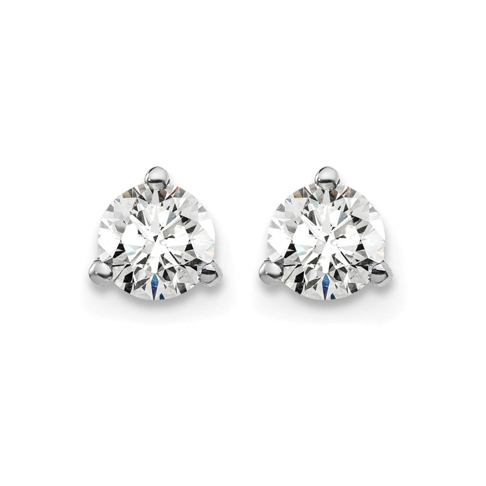 14k White Gold 1/2 carat Certified Lab Grown Diamond VS+ F+ Round Complete Three Prong Screwback Stud Earrings