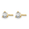 14k 1/2 carat Certified Lab Grown Diamond VS+ F+ Round Complete Three Prong Screwback Stud Earrings