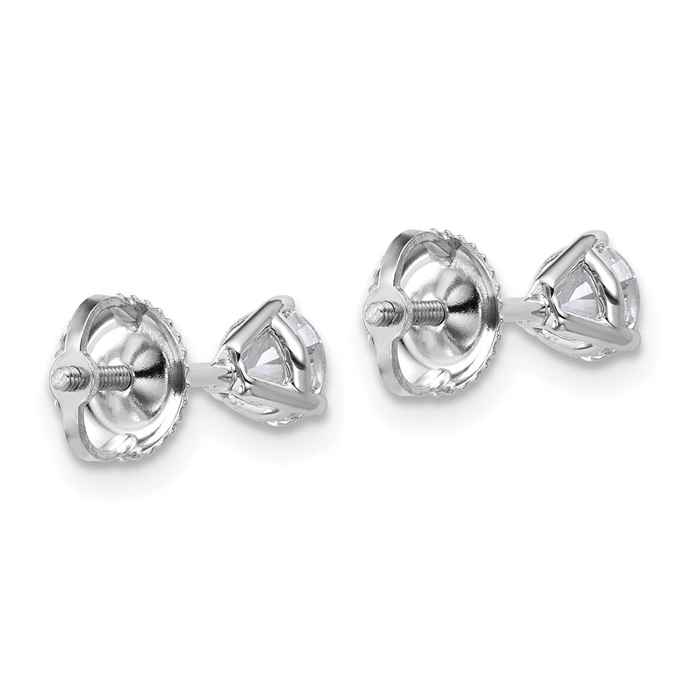 14k White Gold 5/8 carat Certified Lab Grown Diamond VS+ F+ Round Complete Three Prong Screwback Stud Earrings