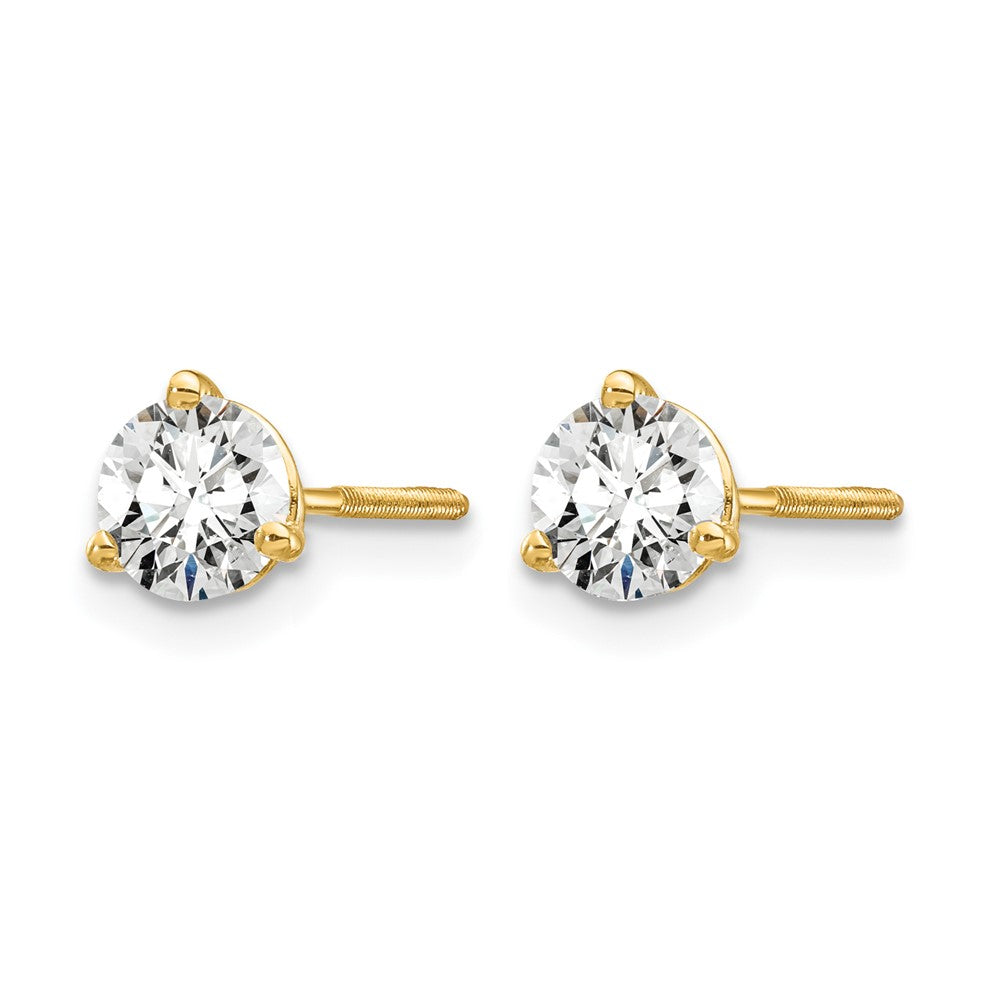 14k 5/8 carat Certified Lab Grown Diamond VS+ F+ Round Complete Three Prong Screwback Stud Earrings