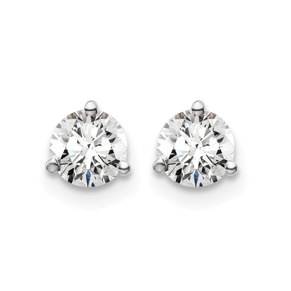 14k White Gold 3/4 carat Certified Lab Grown Diamond VS+ F+ Round Complete Three Prong Screwback Stud Earrings