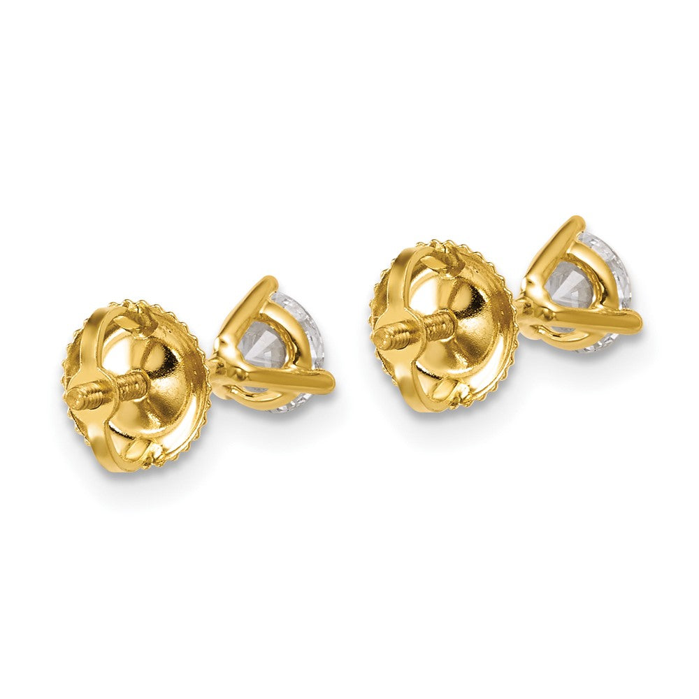 14k 3/4 carat Certified Lab Grown Diamond VS/SI+ G+ Round Complete Three Prong Screwback Stud Earrings