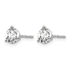 14k White Gold 1 carat Lab Grown Diamond VS+ F+ Round Complete Three Prong Screwback Stud Earrings