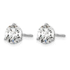 14k White Gold 1 1/2 carat Lab Grown Diamond VS/SI+ G+ Round Complete Three Prong Screwback Stud Earrings
