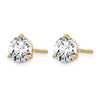 14k 1 1/2 carat Lab Grown Diamond VS/SI+ G+ Round Complete Three Prong Screwback Stud Earrings