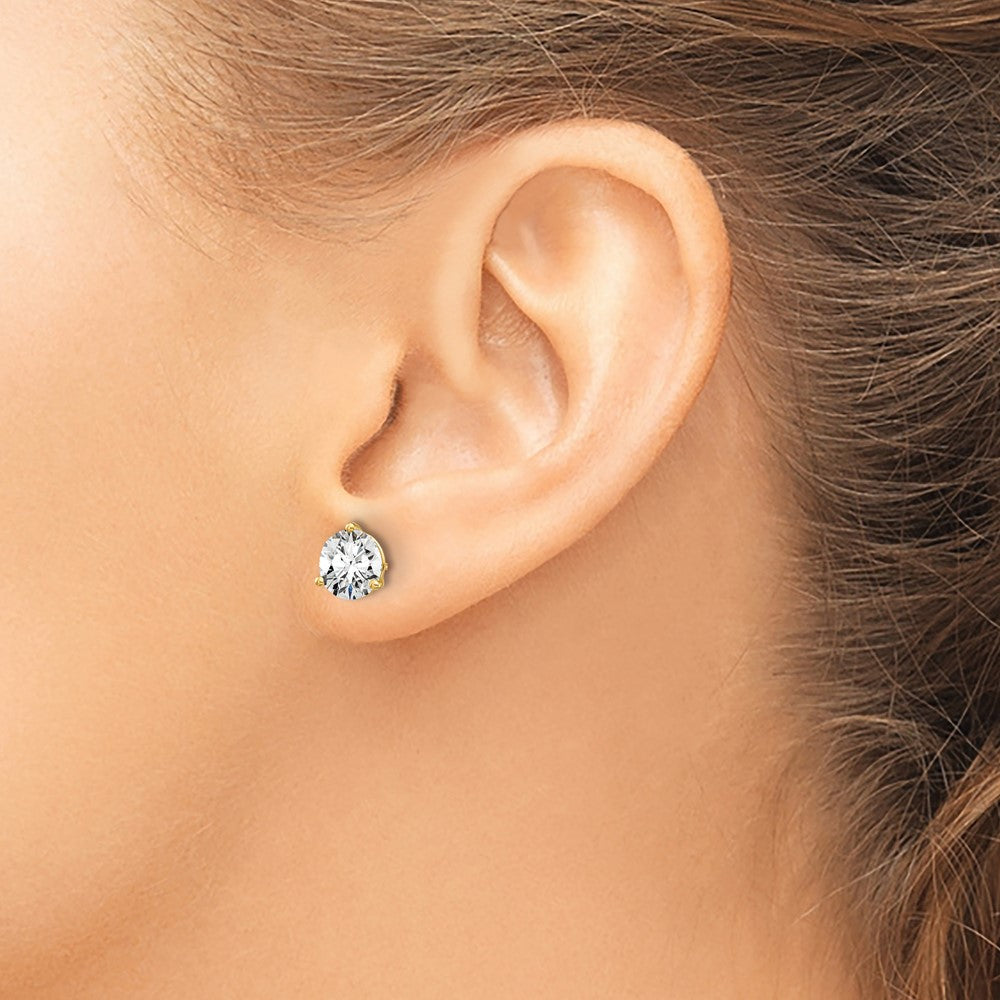 14k 1 1/2 carat Lab Grown Diamond VS/SI+ G+ Round Complete Three Prong Screwback Stud Earrings