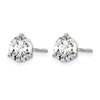 14k White Gold 2 carat Lab Grown Diamond VS+ F+ Round Complete Three Prong Screwback Stud Earrings
