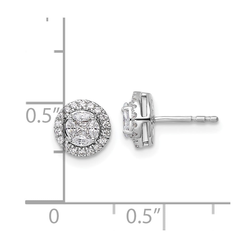 14k White Gold 1/2 carat Lab Grown Diamond VS/SI+ G+ Complete Round and Marquise Halo Post Earrings