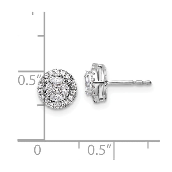 14k White Gold 1/2 carat Lab Grown Diamond VS/SI+ G+ Complete Round and Marquise Halo Post Earrings