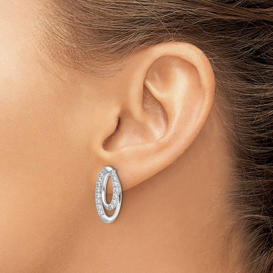 14k White Gold 5/8 carat Lab Grown Diamond VS/SI+ G+ Complete Oval Post Earrings