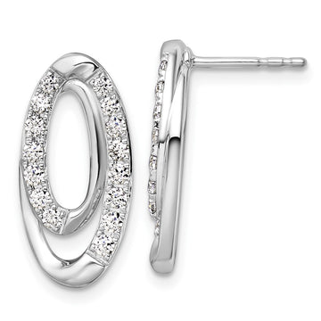 14k White Gold 5/8 carat Lab Grown Diamond VS/SI+ G+ Complete Oval Post Earrings