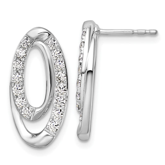 14k White Gold 5/8 carat Lab Grown Diamond VS/SI+ G+ Complete Oval Post Earrings