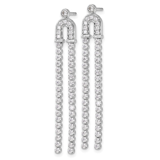 14k White Gold 2 carat Lab Grown Diamond VS/SI+ G+ Complete Dangle Post Earrings