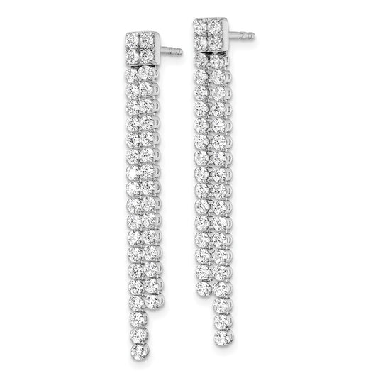 14k White Gold 1 7/8 carat Lab Grown Diamond VS/SI+ G+ Complete Dangle Post Earrings