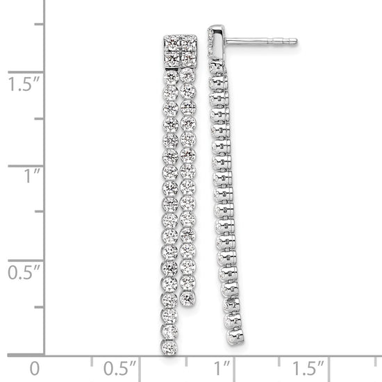 14k White Gold 1 7/8 carat Lab Grown Diamond VS/SI+ G+ Complete Dangle Post Earrings