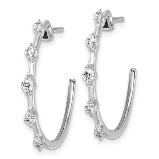 14k White Gold 3/8 carat Lab Grown Diamond VS/SI+ G+ Complete C-Hoop Post Earrings