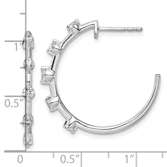 14k White Gold 3/8 carat Lab Grown Diamond VS/SI+ G+ Complete C-Hoop Post Earrings