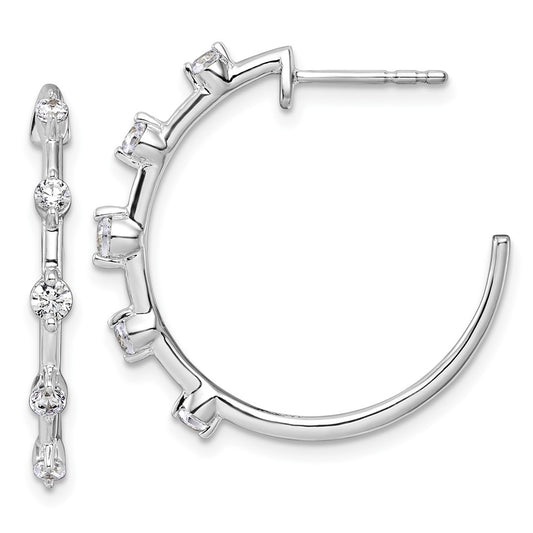 Gold Diamond J-Hoop Earrings
