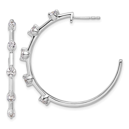 Gold Diamond J-Hoop Earrings