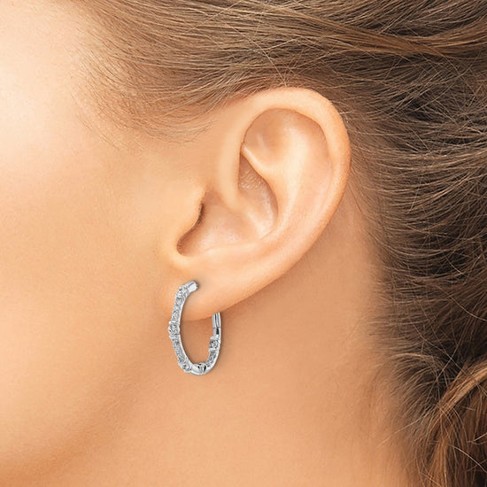 Gold Diamond In/Out Hoop Earrings