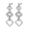 14k White Gold 1/8 carat Diamond Squares Dangle Post Earrings