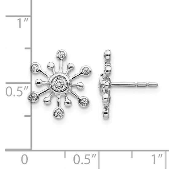 14k White Gold 1/4 carat Diamond Snowflake Post Earrings