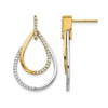 14k Two-tone 1/2 carat Diamond Teardrop Dangle Post Earrings