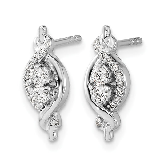 14k White Gold 1/4 carat Diamond Fancy Twist Post Earrings