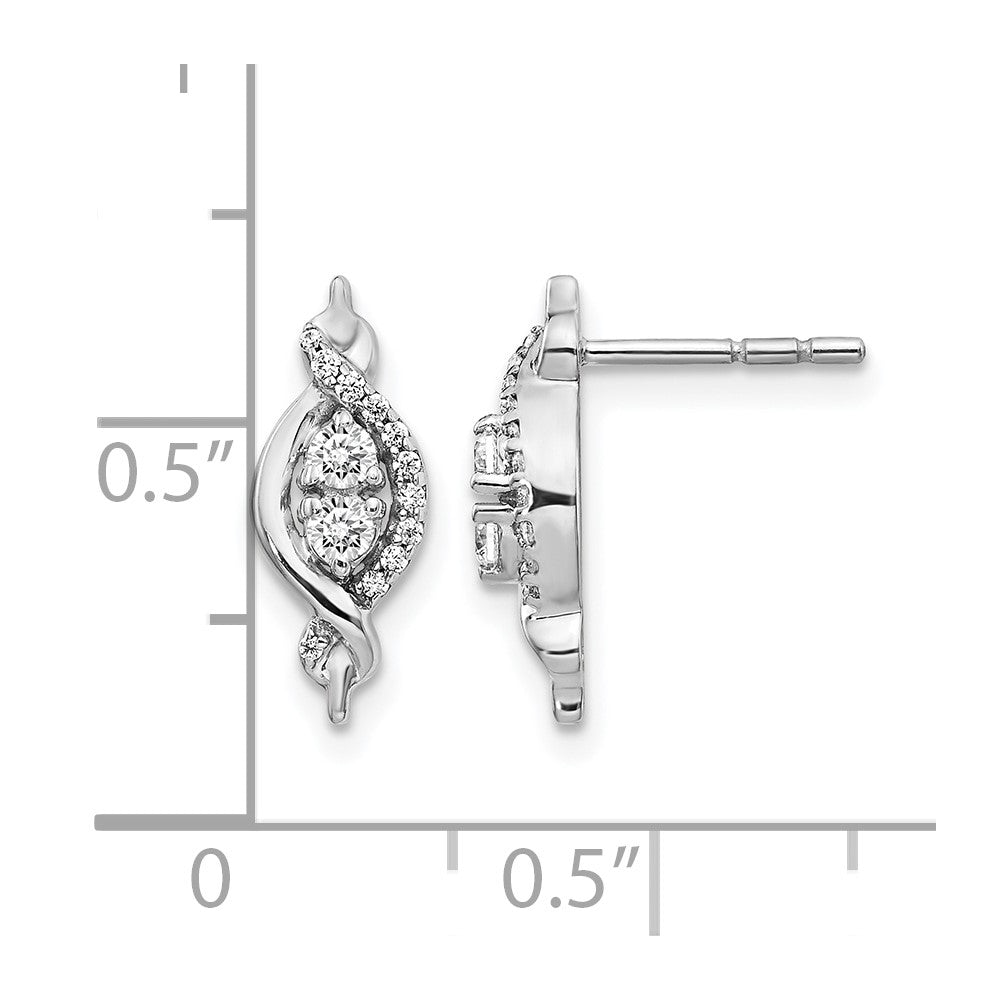 14k White Gold 1/4 carat Diamond Fancy Twist Post Earrings