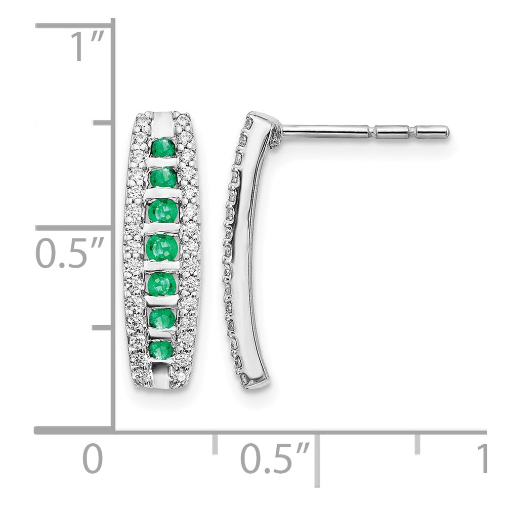 14k White Gold 1/3 carat Lab Grown Diamond VS/SI+ G+ and Created Emerald Complete Fashion Post Earrings