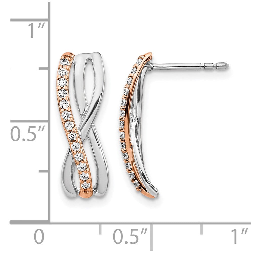 14k Rose and White Gold 1/5 carat Diamond Fancy Post Earrings